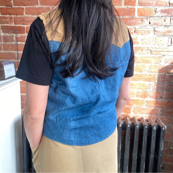 2000s Japan lightweight reversible vest (sunny yellow/denim) - Picture 6 of 11